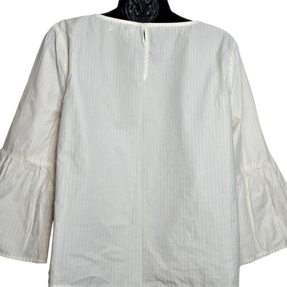 Madewell Blouse Women's Size Medium Bell Sleeve Stripe Popover Top - Picture 4 of 6
